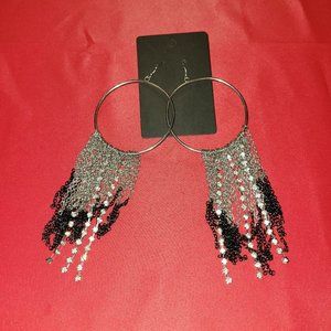 Black, Silver and Diamond Chandelier Drop Earrings